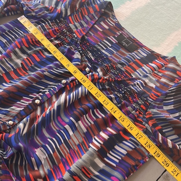 Dolce Vita Multicolor Brush Stroke Print‎ Silk Blouse - Picture 10 of 11